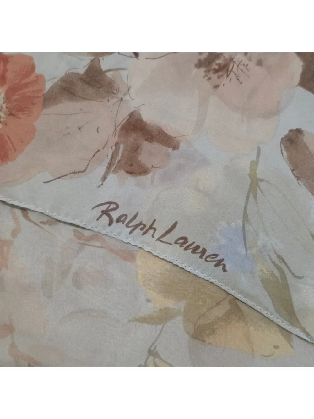 Vintage Ralph Lauren Rectangular Floral Silk Scarf 30